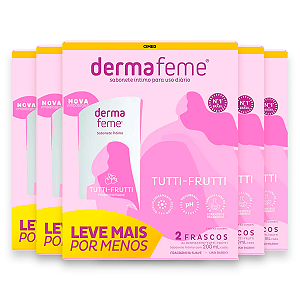 Kit 5 Sabonete Íntimo Dermafeme 2 Frascos Cimed Tutti Frutti 200ml