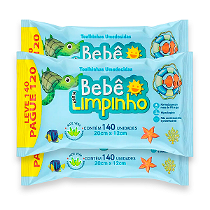 Kit 3 Toalhas Umedecidas Bebê Limpinho Cimed 140 Unidades