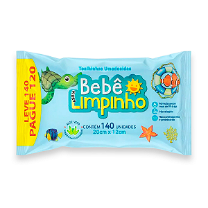 Toalhas Umedecidas Bebê Limpinho Cimed 140 Unidades