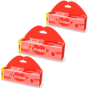 Kit 3 Carmed Hidratante Labial Com Cor Cimed Maça do Amor 10g