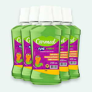 Kit 5 Carmed Enxaguante Bucal Fluor Cimed Fini Minhocas 250ml