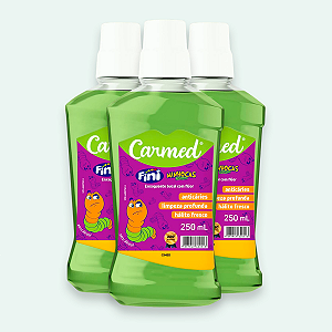 Kit 3 Carmed Enxaguante Bucal Fluor Cimed Fini Minhocas 250ml