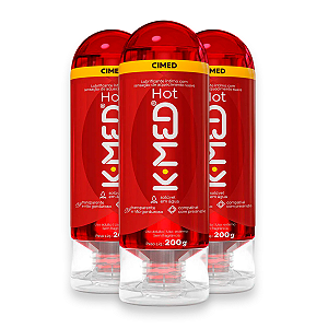 Kit 3 Gel Lubrificante Íntimo K-MED Hot Cimed Neutro 200g