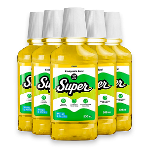 Kit 5 Enxaguante Bucal Super 12H Cimed Melão e Menta 500ml