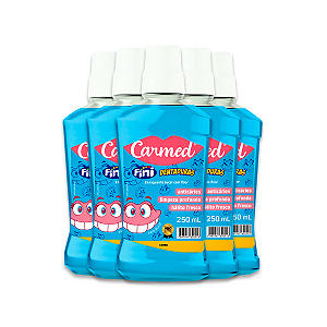 Kit 5 Carmed Enxaguante Bucal Flúor Cimed Fini Dentaduras 250ml