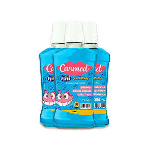 Kit 3 Carmed Enxaguante Bucal Flúor Cimed Fini Dentaduras 250ml