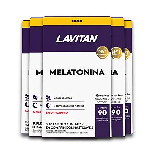 Kit 5 Melatonina Lavitan 90 Comprimidos Morango