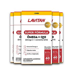 Kit 5 Ômega 3 + Coenzima Q10 Lavitan 60 Cápsulas