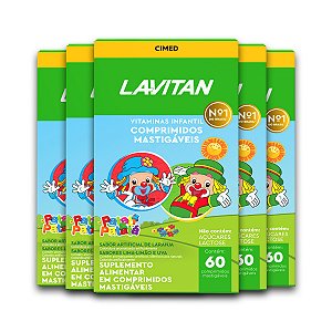 Kit 5 Vitamina Infantil Lavitan 60 Comprimidos Mastigáveis