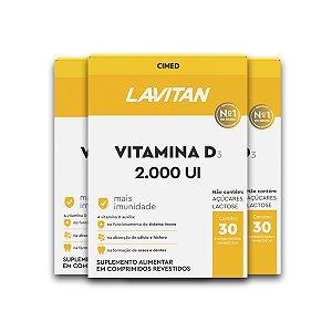 Kit 3 Vitamina D3 Lavitan 2000UI 30 Comprimidos Revestidos