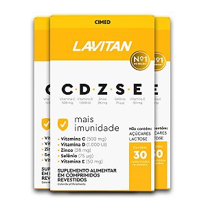 Kit 3 Imunidade CDZSE Lavitan 30 Comprimidos Revestidos