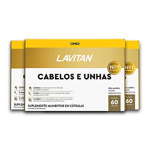 Kit 3 Vitamina Cabelos e Unhas Lavitan 60 Cápsulas