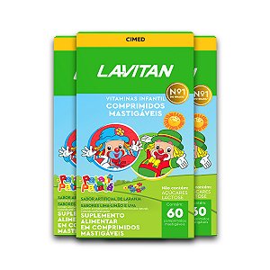 Kit 3 Vitamina Infantil Lavitan 60 Comprimidos Mastigáveis