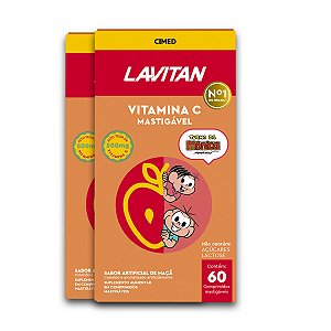 Kit 2 Vitamina C Lavitan 60 Comprimidos Mastigáveis Maçã