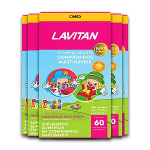 Kit 5 Vitamina Infantil Lavitan Patati Patatá 60 Comprimidos Tutti Frutti