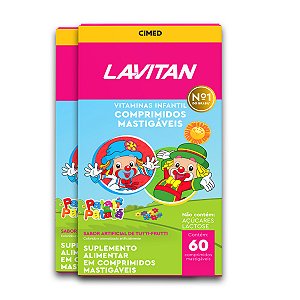 Kit 2 Vitamina Infantil Lavitan Patati Patatá 60 Comprimidos Tutti Frutti