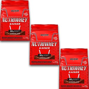 Kit 3 NutriWhey Gainer Whey Protein Integral Medica Chocolate 2,4kg