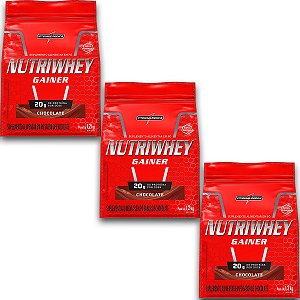 Kit 3 NutriWhey Gainer Whey Protein Integral Medica Chocolate 1,2kg