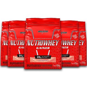 Kit 5 NutriWhey Gainer Whey Protein Integral Medica Morango 2,4kg