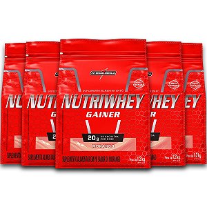 Kit 5 NutriWhey Gainer Whey Protein Integral Medica Morango 1,2kg