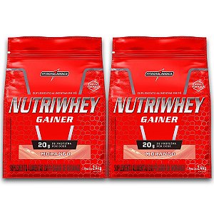 Kit 2 NutriWhey Gainer Whey Protein Integral Medica Morango 2,4kg