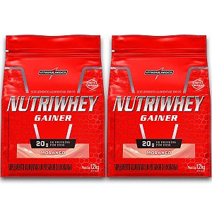 Kit 2 NutriWhey Gainer Whey Protein Integral Medica Morango 1,2kg