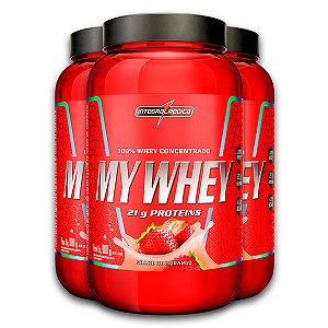 Kit 3 My Whey Integral Medica Shake de Morango 900g