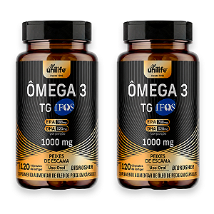 Kit 2 Ômega 3 Óleo de Peixe Unilife 1000mg 120 Cápsulas