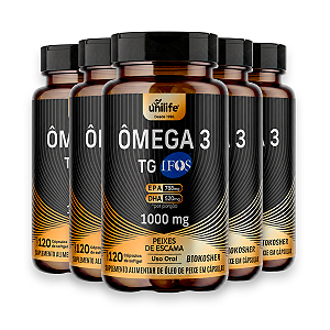 Kit 5 Ômega 3 Óleo de Peixe Unilife 1000mg 120 Cápsulas