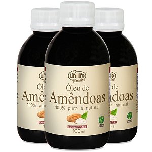 Kit 3 Óleo de Amêndoas 100% Puro Unilife - Extraído a frio