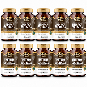 Kit 10 Óleo de Semente de Linhaça Dourada Unilife 1000mg 120 Cápsulas