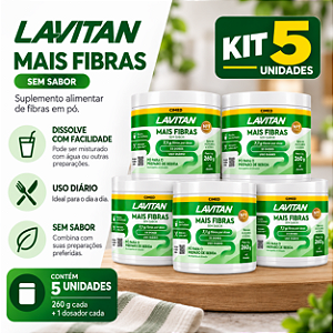 Kit 5 Mais Fibras Em Pó Lavitan Sem Sabor 260g
