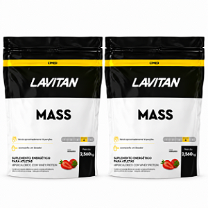 Kit 2 Hipercalórico Mass Lavitan Morango 2,560kg