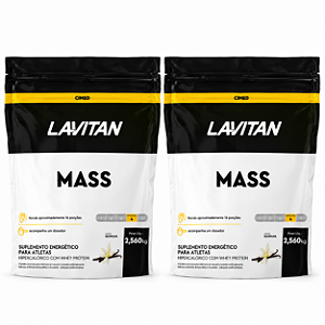 Kit 2 Hipercalórico Mass Lavitan Cimed Sabor Baunilha 2,56kg