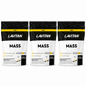 Kit 3 Hipercalórico Mass Lavitan Cimed Sabor Baunilha 2,56kg