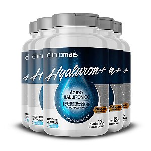 Kit 5 Hyaluron+ Ácido hialurônico 30 cápsulas ClinicMAIS