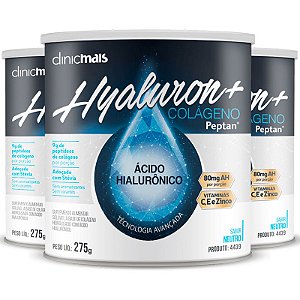Kit 3 Hyaluron+ Colágeno com Ácido Hialurônico ClinicMAIS 275g