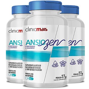 Kit 3 ANSIOZEN L-Triptofano e Magnésio ClinicMais 60 cápsulas