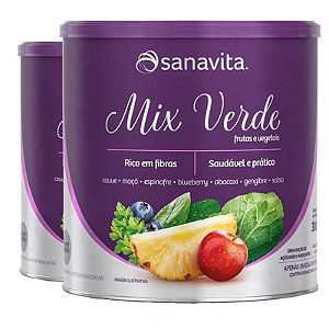 Kit 2 Mix Verde Bebida Frutas e Vegetais Sanavita 300g