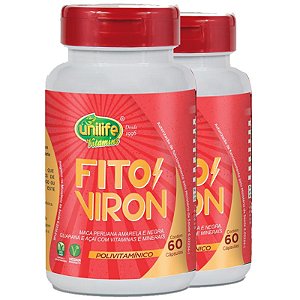 Kit 2 Fito Viron Maca Amarela e Negra + Vitaminas 60 cápsulas Unilife