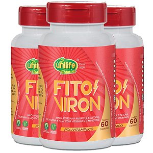 Kit 3 Fito Viron Maca Amarela e Negra + Vitaminas 60 cápsulas Unilife