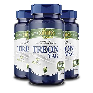 Kit 3 Treon Mag Magnésio Treonato Unilife 60 Cápsulas