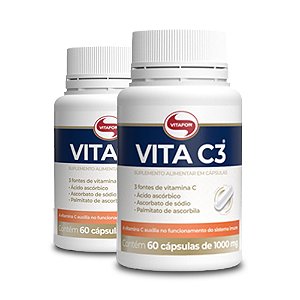 Kit 2 Vita C3 Vitamina C Vitafor 60 cápsulas
