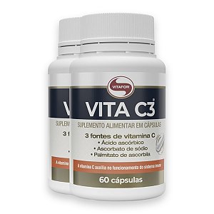 Kit 2 Vita C3 Vitamina C Vitafor 60 Cápsulas