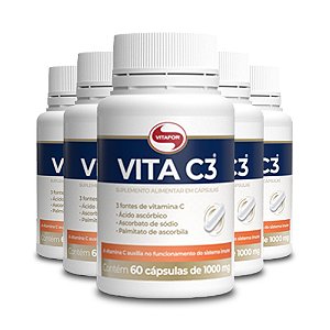 Kit 5 Vita C3 Vitamina C Vitafor 60 cápsulas