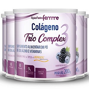 Kit 5 Colágeno tipo 2 + 1 Verisol Trio complex Apisnutri frutas negras 200g