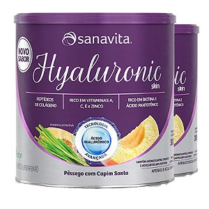 Kit 2 Hyaluronic Skin Ácido Hialurônico + Colágeno Sanavita Pêssego 300g