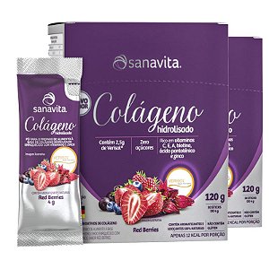 Kit 2 Colágeno hidrolisado VERISOL Red Berries 30 sachês Sanavita