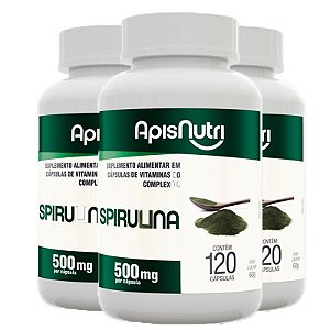 Kit 3 Spirulina Espirulina 500mg Apisnutri 120 comprimidos