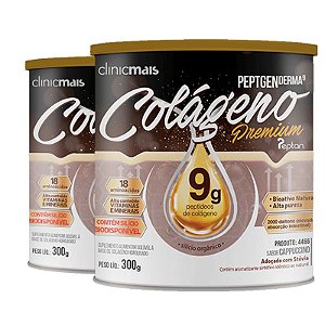 Kit 2 Colágeno Hidrolisado Premium 9g Clinic Mais 300g Cappuccino